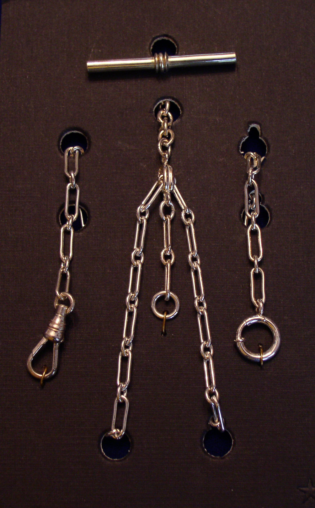 Double Long & Short with Slider - Sterling Silver watch chain